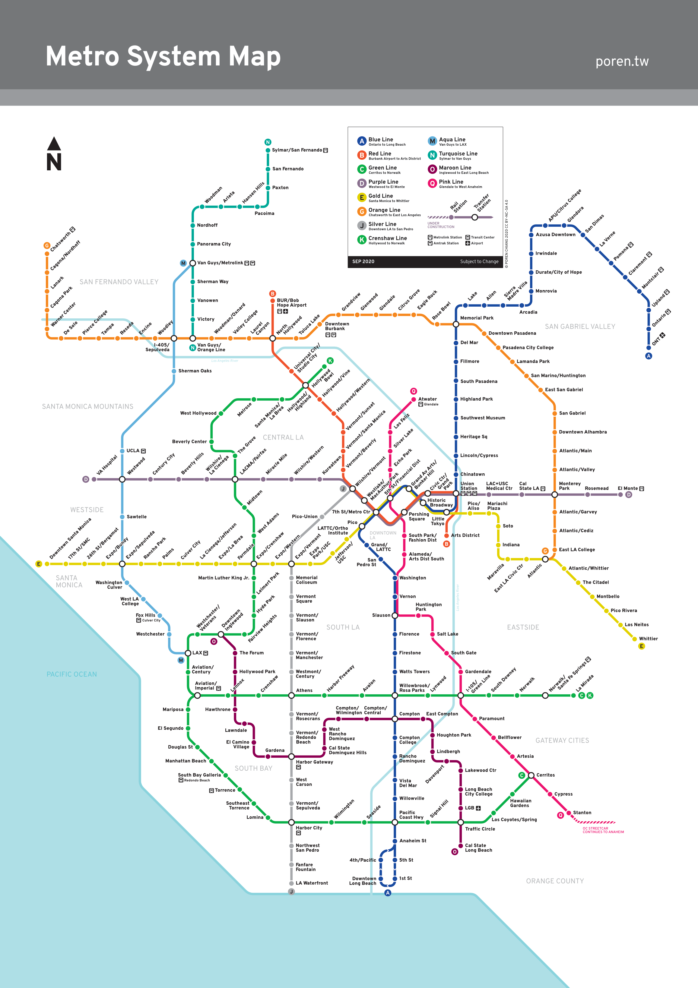 LA Metro Map in the future / © Poren Chiang 2020, CC BY-NC-SA 4.0